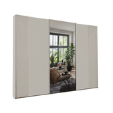Tulsa 3 Door Champagne Decking and Mirror Sliding Door Wardrobe - Pendle Village Furniture